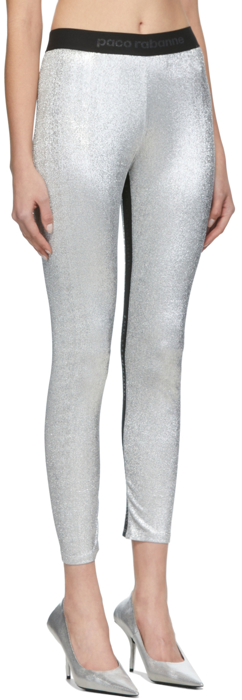 Shop Rabanne Silver Lurex Jersey Bodyline Sport Leggings In P040 Silver