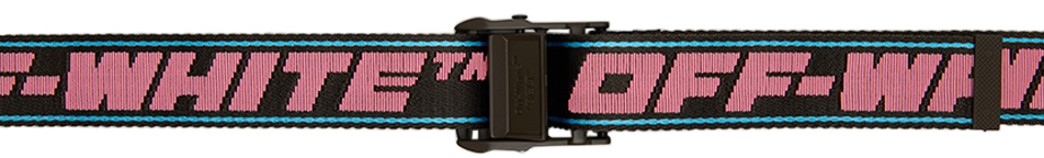 pink and black off white belt