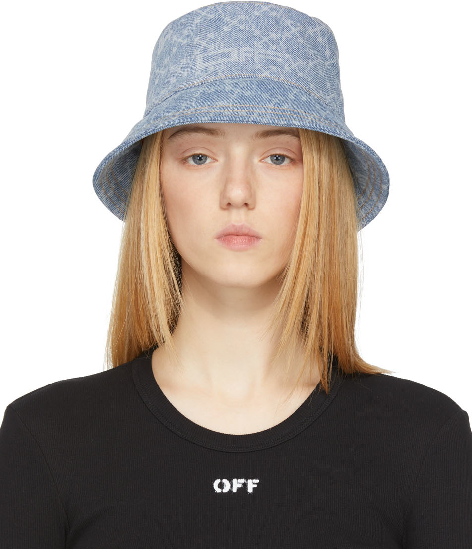 Off-White Blue Denim Monogram Bucket Hat | Smart Closet