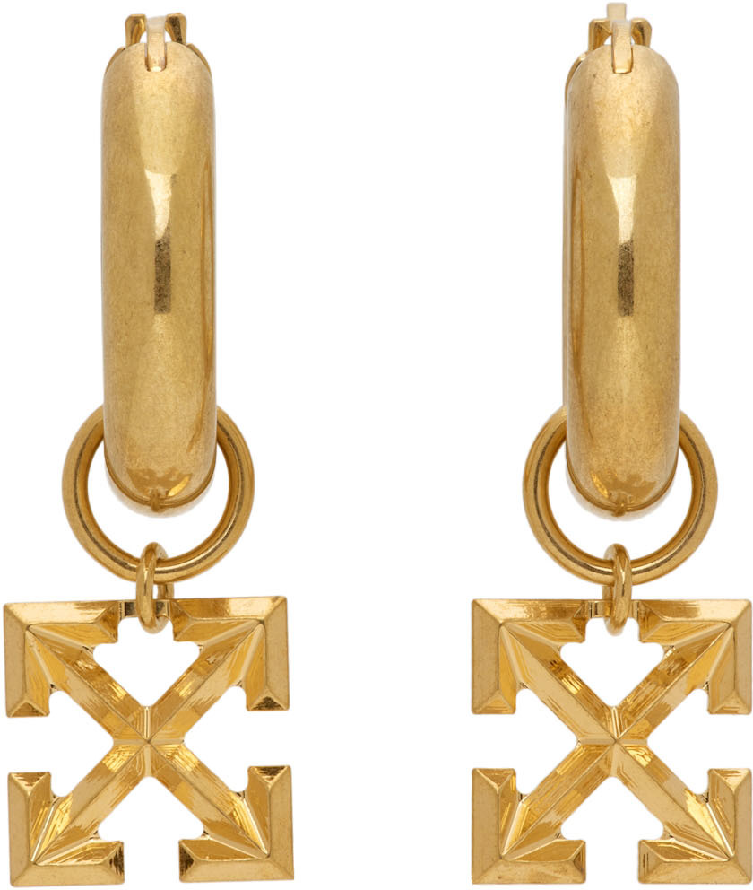 Off-white Arrows Charm Hoop Earrings In 600 Gold No Color