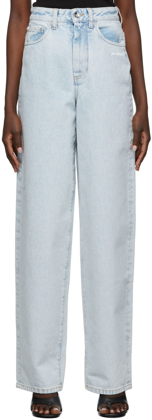Off-White Straight-Leg Jeans SSENSE Women Clothing Jeans Straight Jeans 