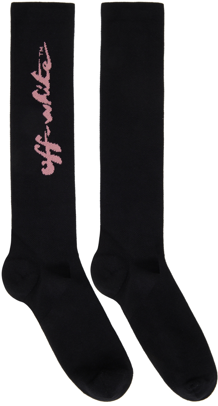 Black Script Logo Socks SSENSE Women Clothing Underwear Socks 