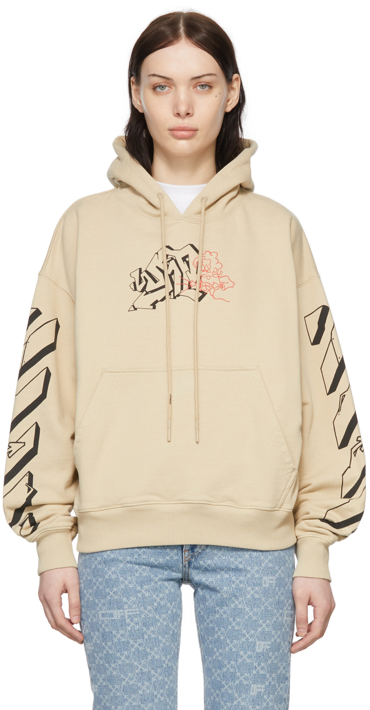 tan off white hoodie