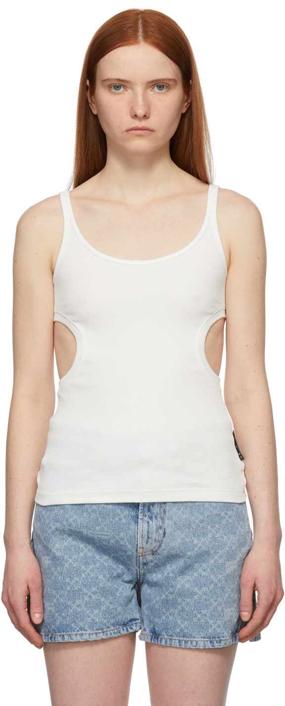 White Rib Knit Meteor Tank Top