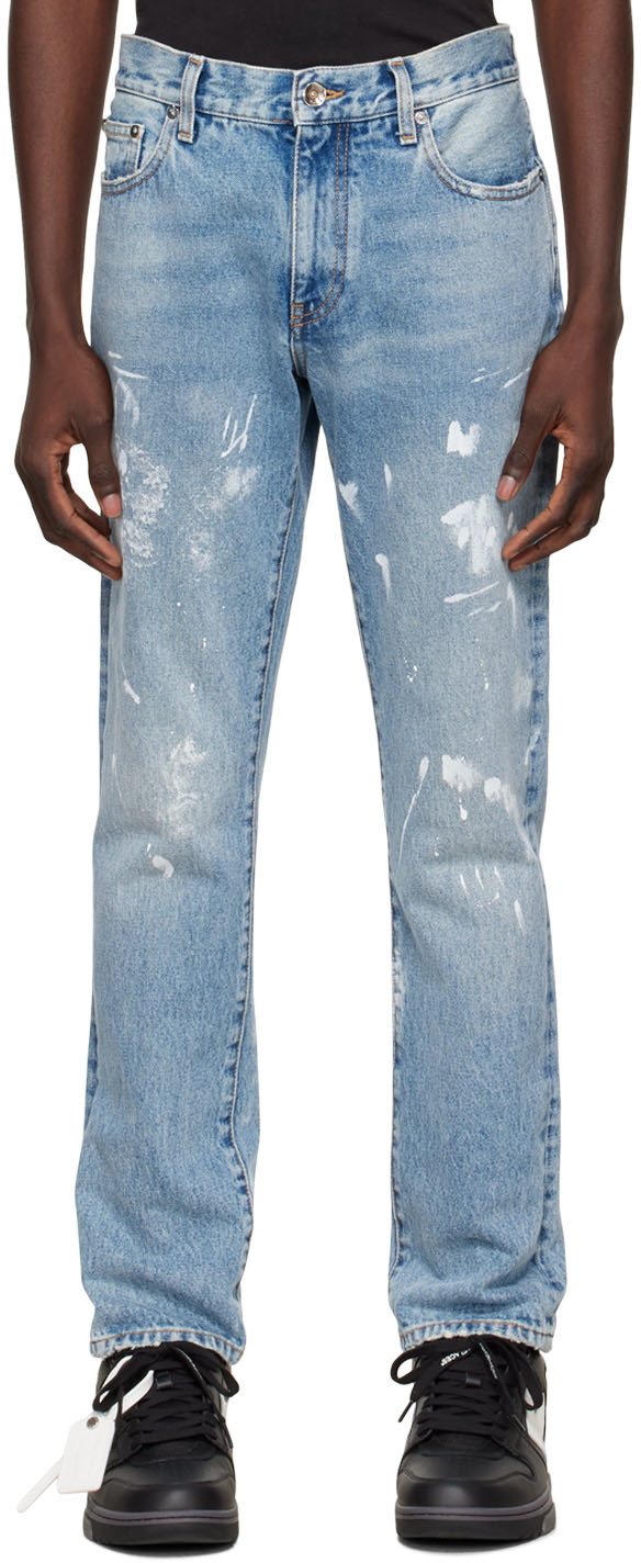 Blue Skinny 5 Pocket Low Jeans SSENSE Men Clothing Jeans Skinny Jeans 