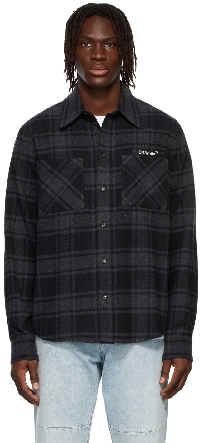 Off-White Black & Grey Arrows Outline Flannel Shirt