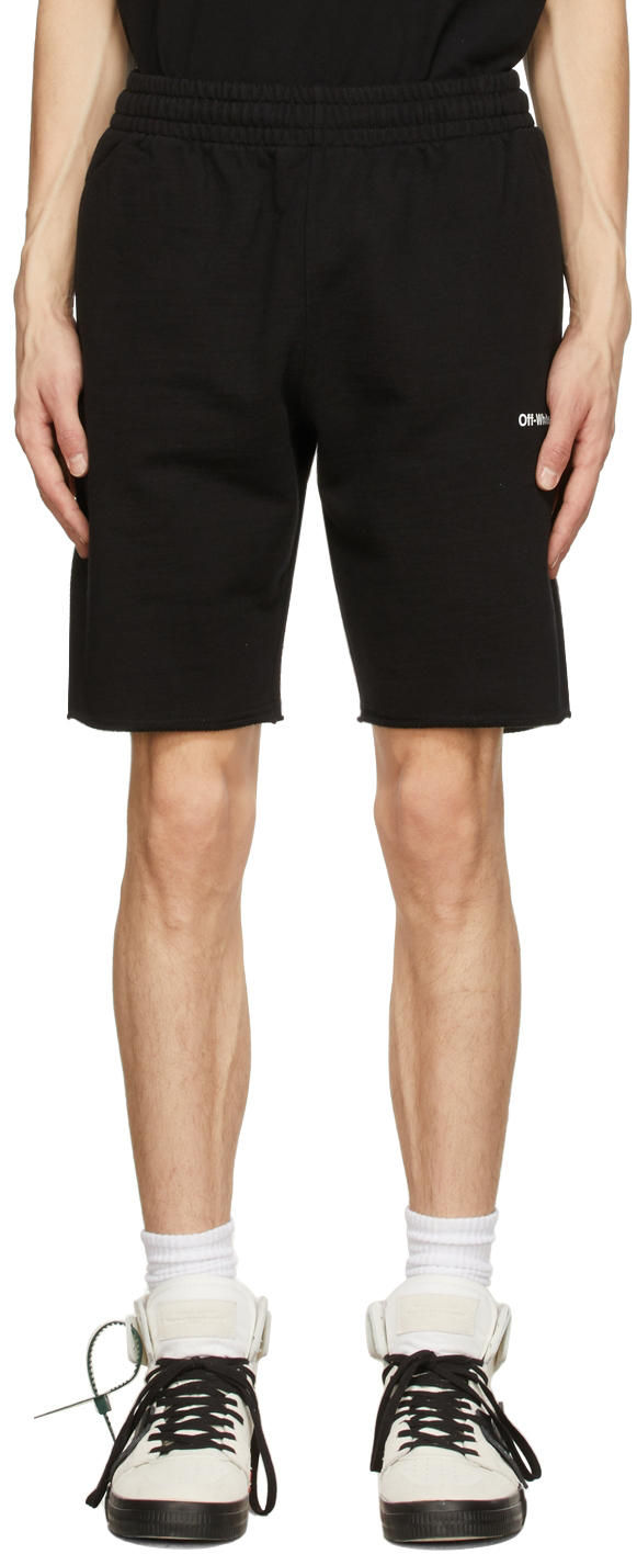 Off-White: Black Wave Diag Sweat Shorts | SSENSE Canada