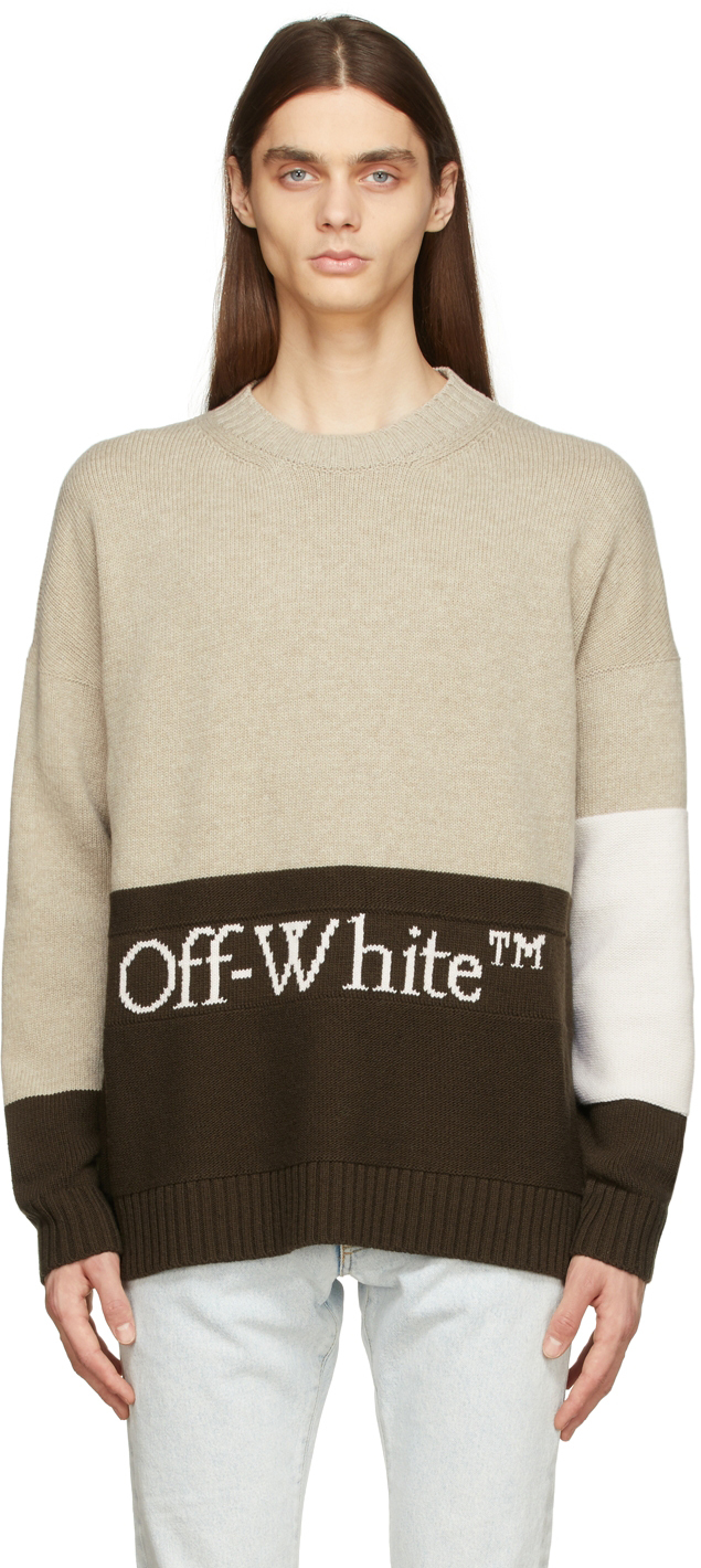 lektier Nogen som helst Modsige Off-White: ブラウン＆トープ カラーブロック セーター | SSENSE 日本