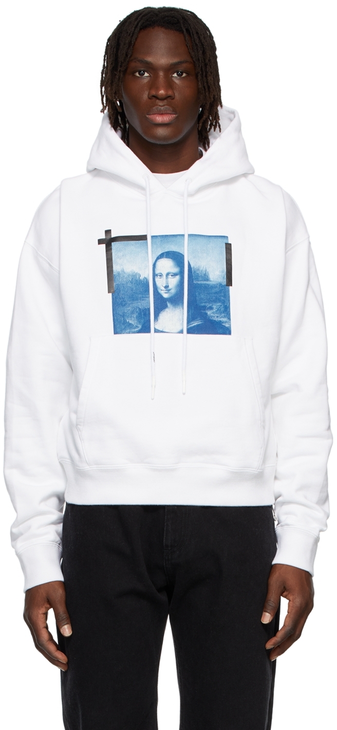 Off-white Oversize Hoodie In Jersey With Monnalisa Print In White