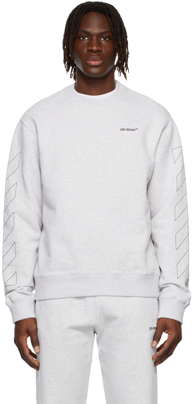 i går Af Gud luge Grey Diag Outline Slim Sweatshirt by Off-White on Sale