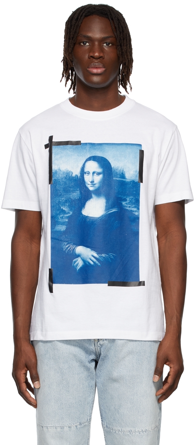 Off-white White Mona Lisa Graphic Print Slim T-shirt In White Black