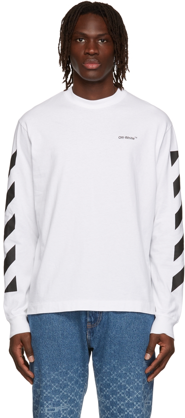 Off-White White Diag Long Sleeve T-Shirt