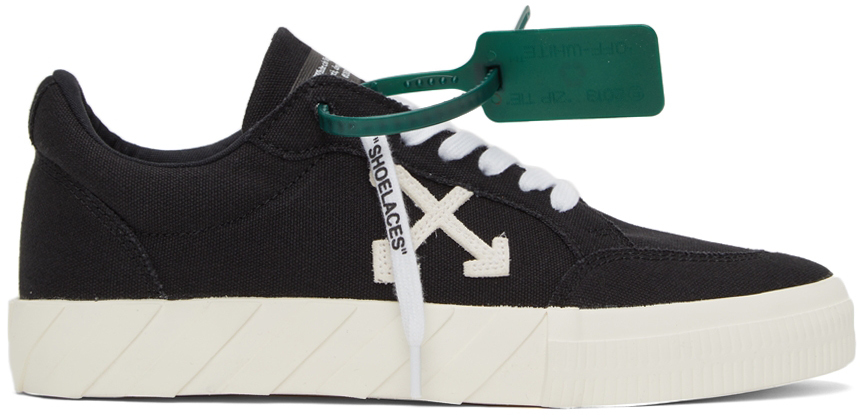 Off-White Black & White Canvas Low Vulcanized Sneakers - OMIA085C99FAB0021001