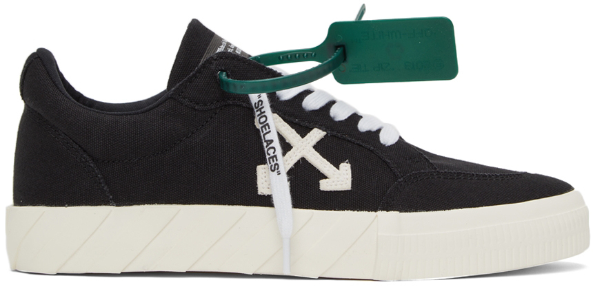 Black & White Canvas Low Vulcanized Sneakers by Off-White on Sale