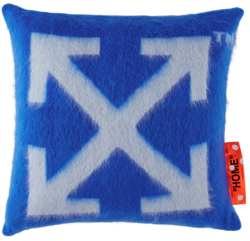 Off-white Blue & White Arrows Large Cushion In Blue Fluo White