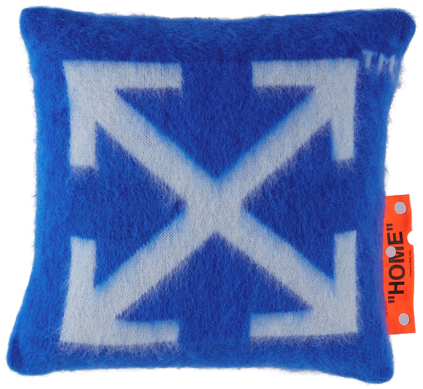 Off-white Blue & White Arrows Small Cushion In Blue Fluo White