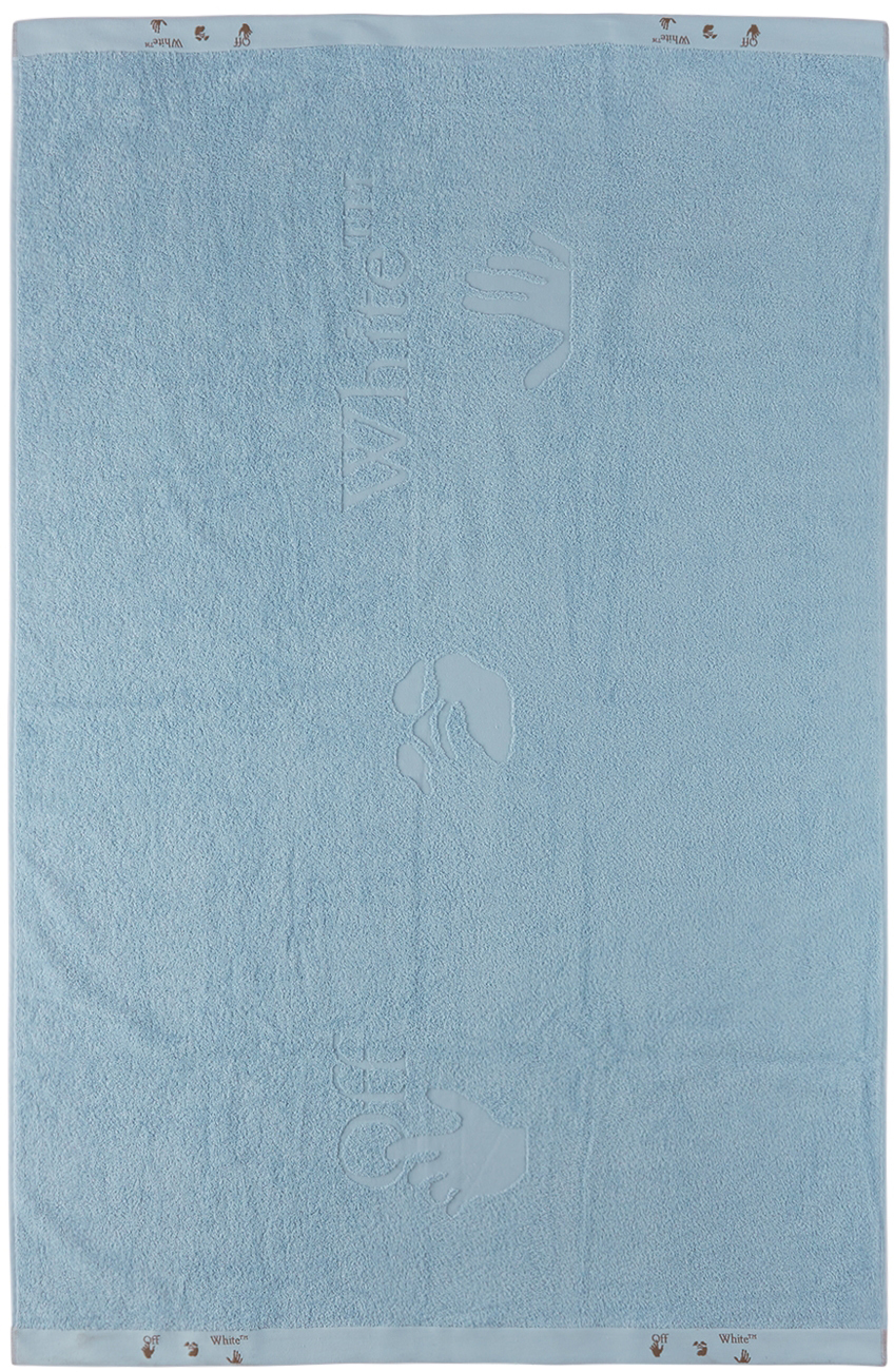 Off-white Blue Swimming Logo Shower Towel In Baby Blue