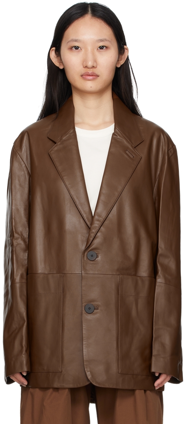Studio Nicholson Brown Leather Conde Jacket | Smart Closet