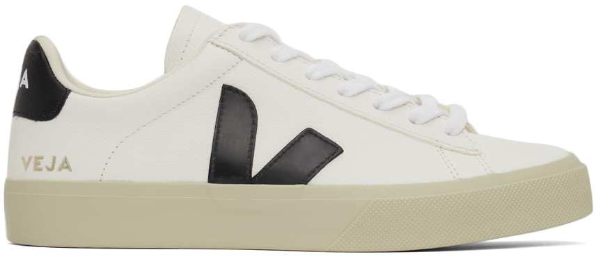 Veja White & Black Leather Campo Sneakers