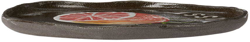 Harlie Brown Studio Ssense Exclusive Black 'pamplemousse' Plate In Black Clay +color