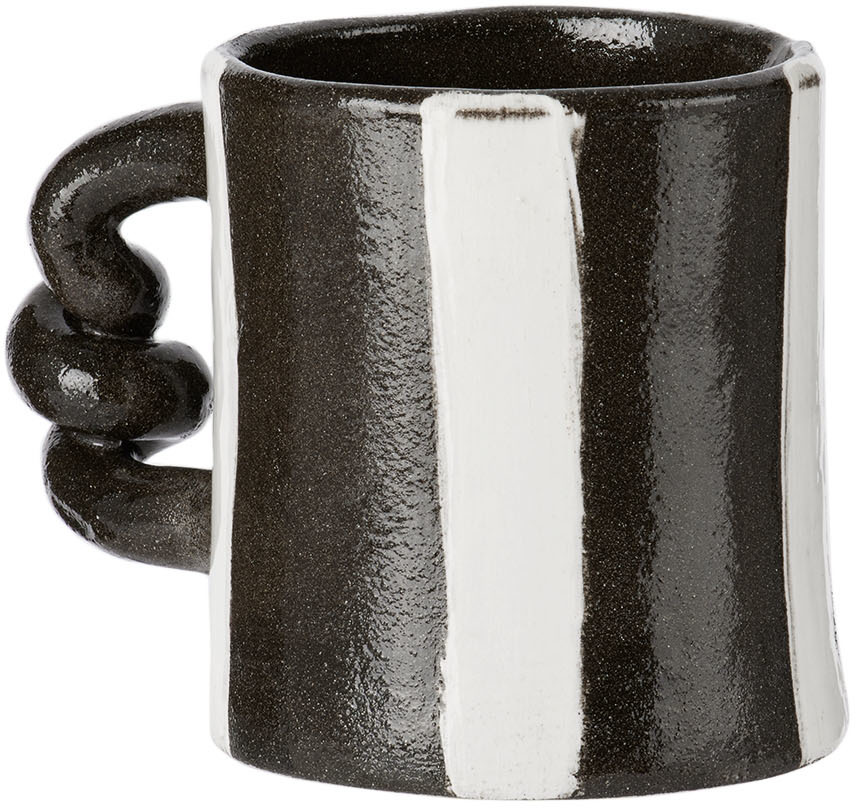 Harlie Brown Studio Black Latte Mug In White Glaze