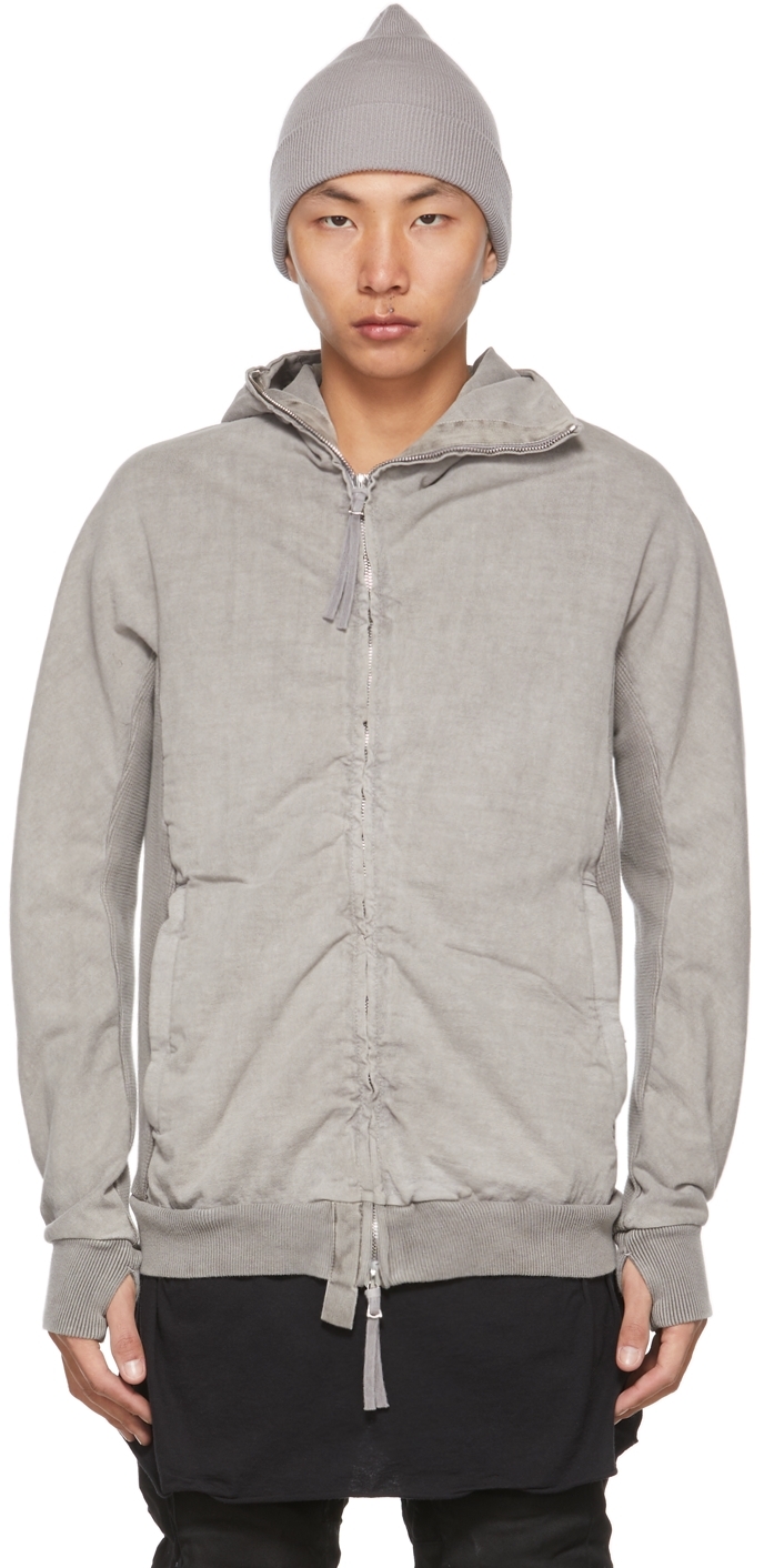 Boris Bidjan Saberi: Grey Zipper 2 Hoodie | SSENSE