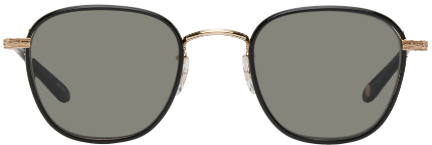 Garrett Leight Black & Gold Grant Sunglasses
