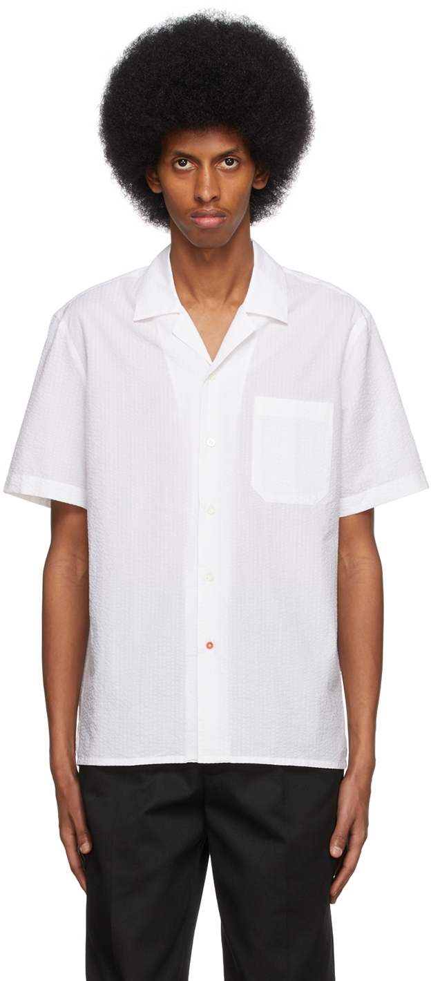 White Camp Collar Seersucker Shirt