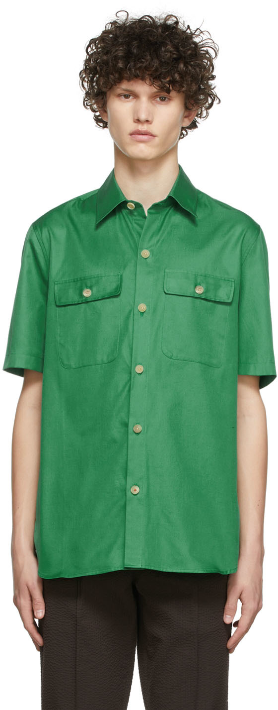 Green Cotton Shirt by Isaia on Sale