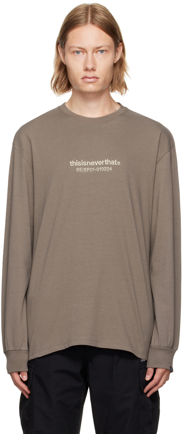 Thisisneverthat Taupe Cotton Long-sleeve T-shirt In Dark Mocha