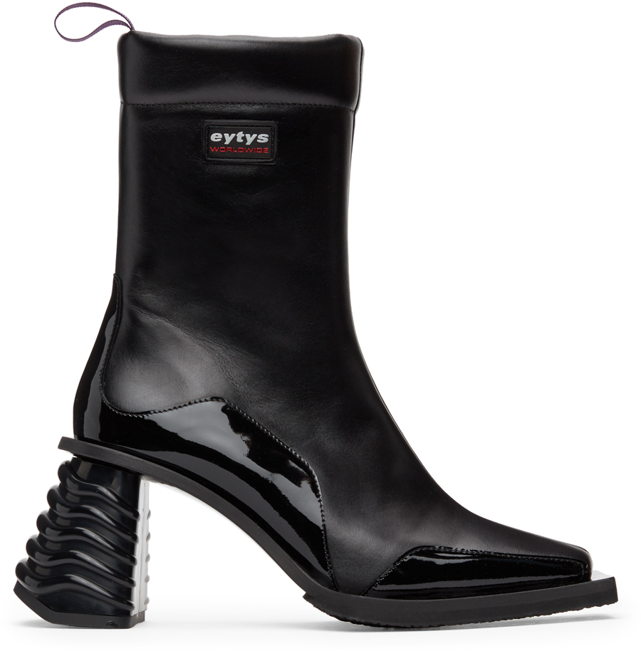 Eytys: Black Leather Gaia Boots | SSENSE Canada