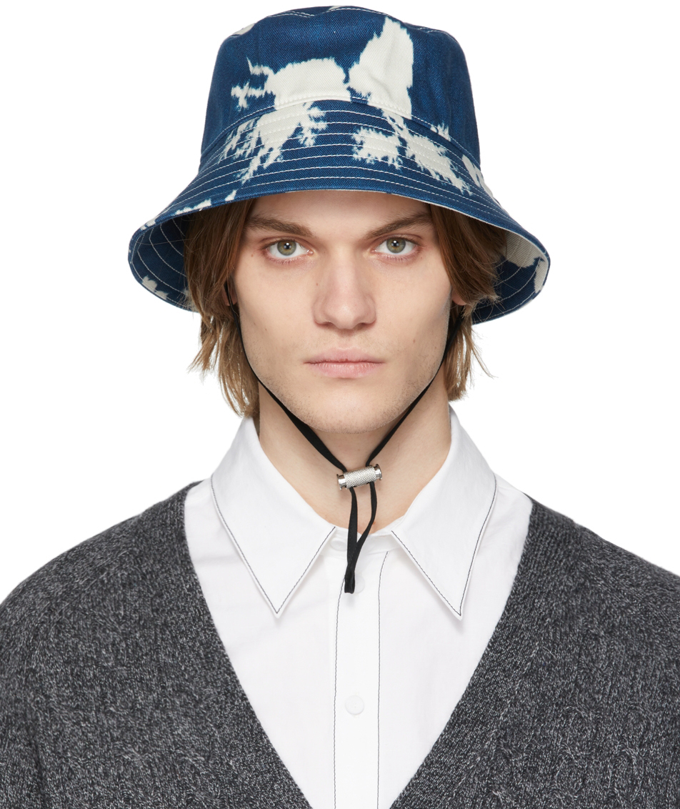 Blue Denim Bleach Bloom Bucket Hat