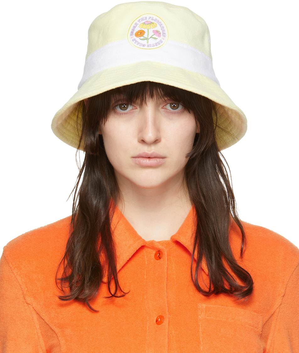 yellow terry cloth bucket hat