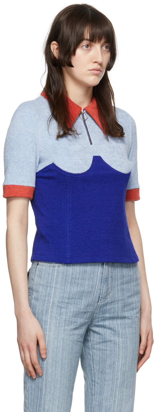 Shop Sjyp Blue Cotton Polo