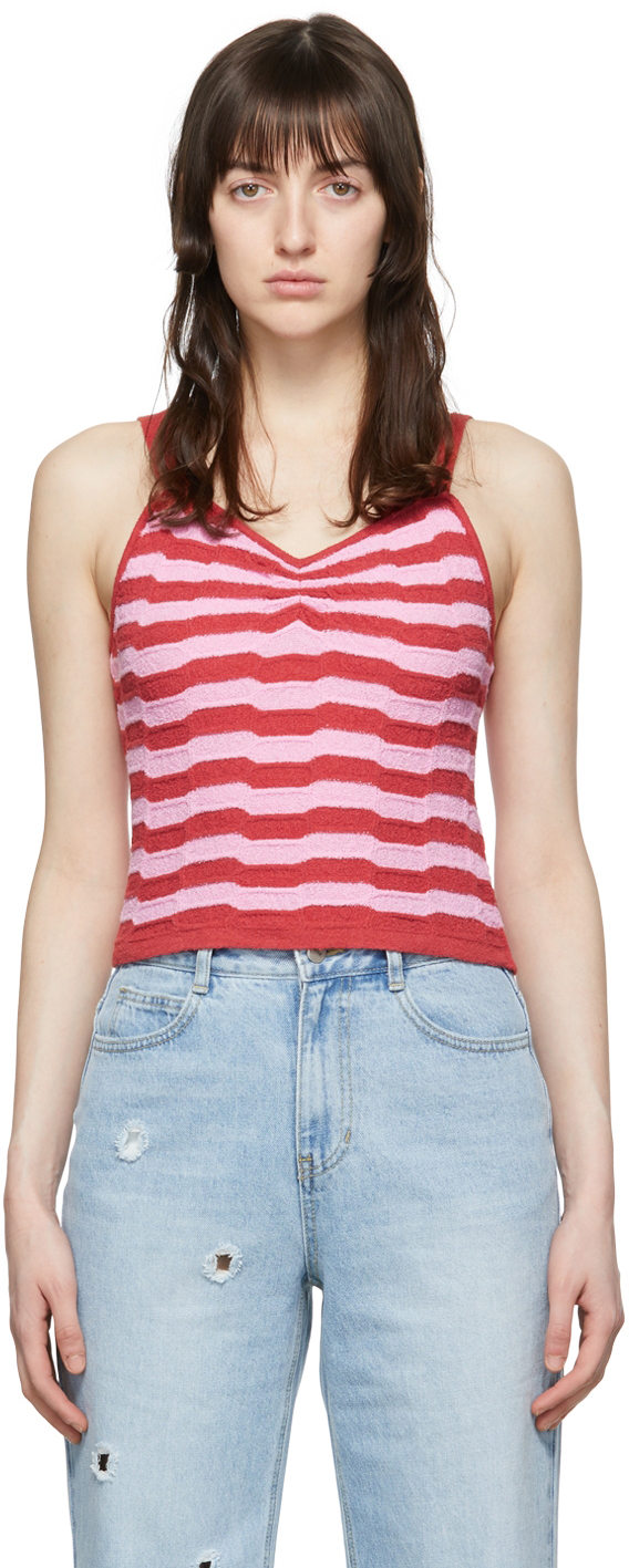 Sjyp Red Cotton Tank Top