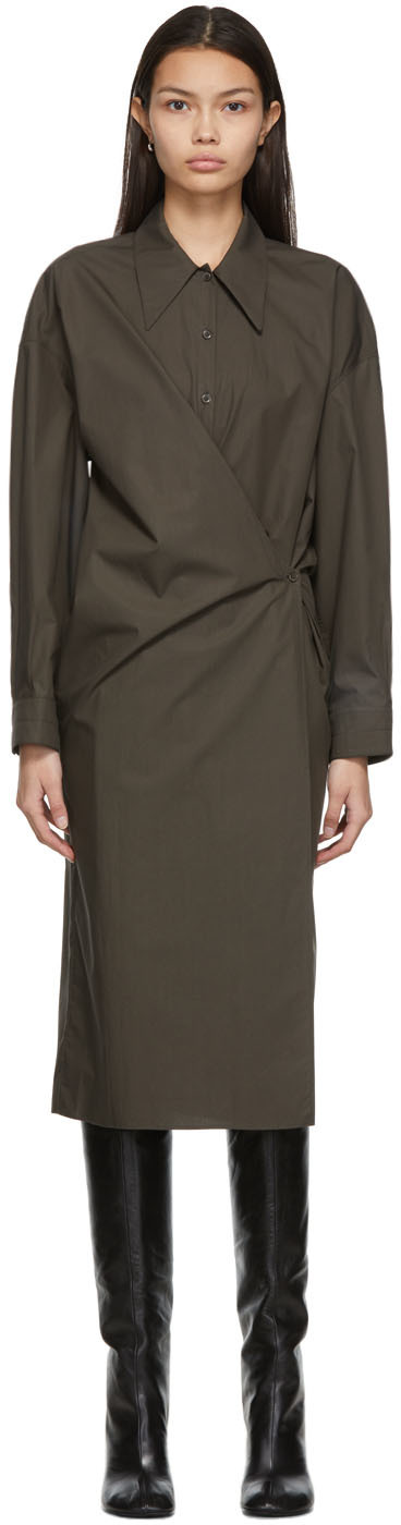 Khaki Twisted Dress by LEMAIRE on Sale