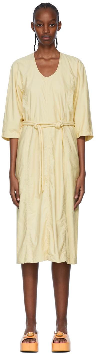 Beige Cotton Midi Dress