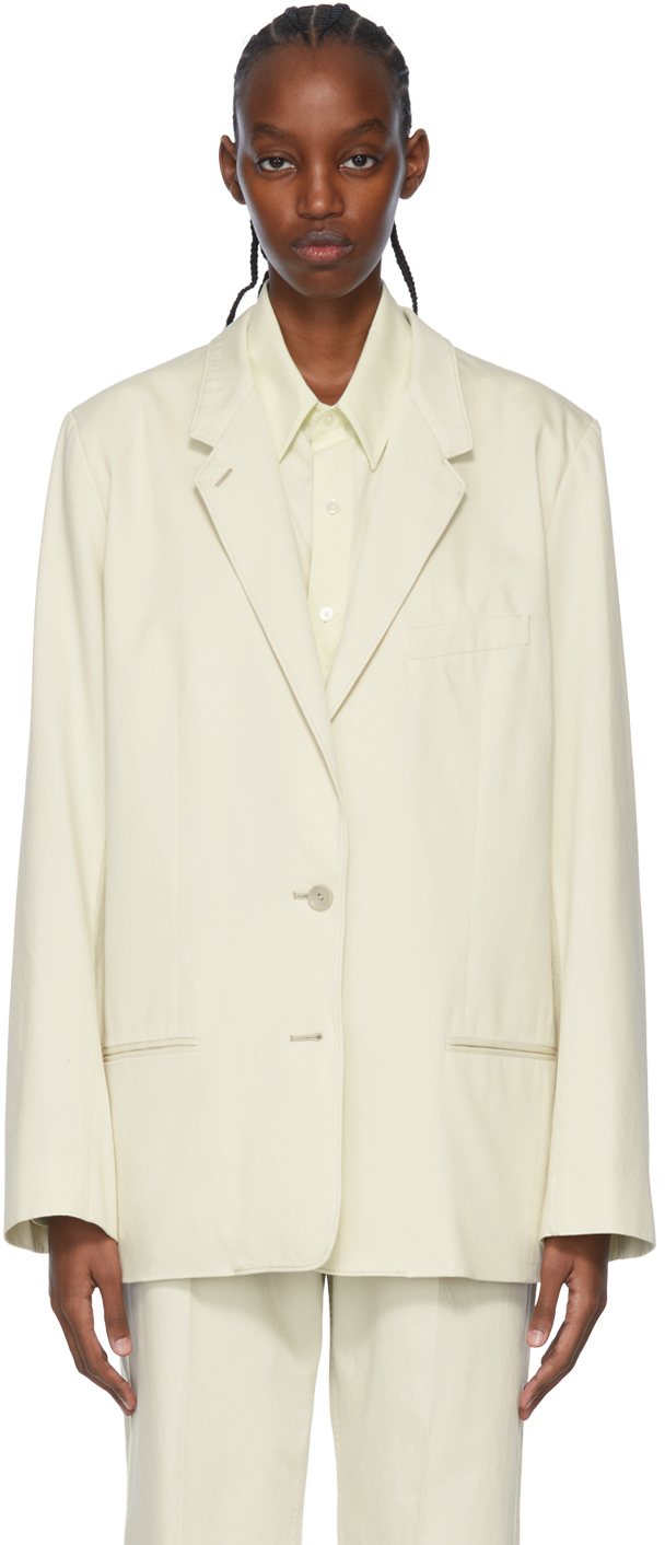 Off-White Cotton Blazer by LEMAIRE on Sale