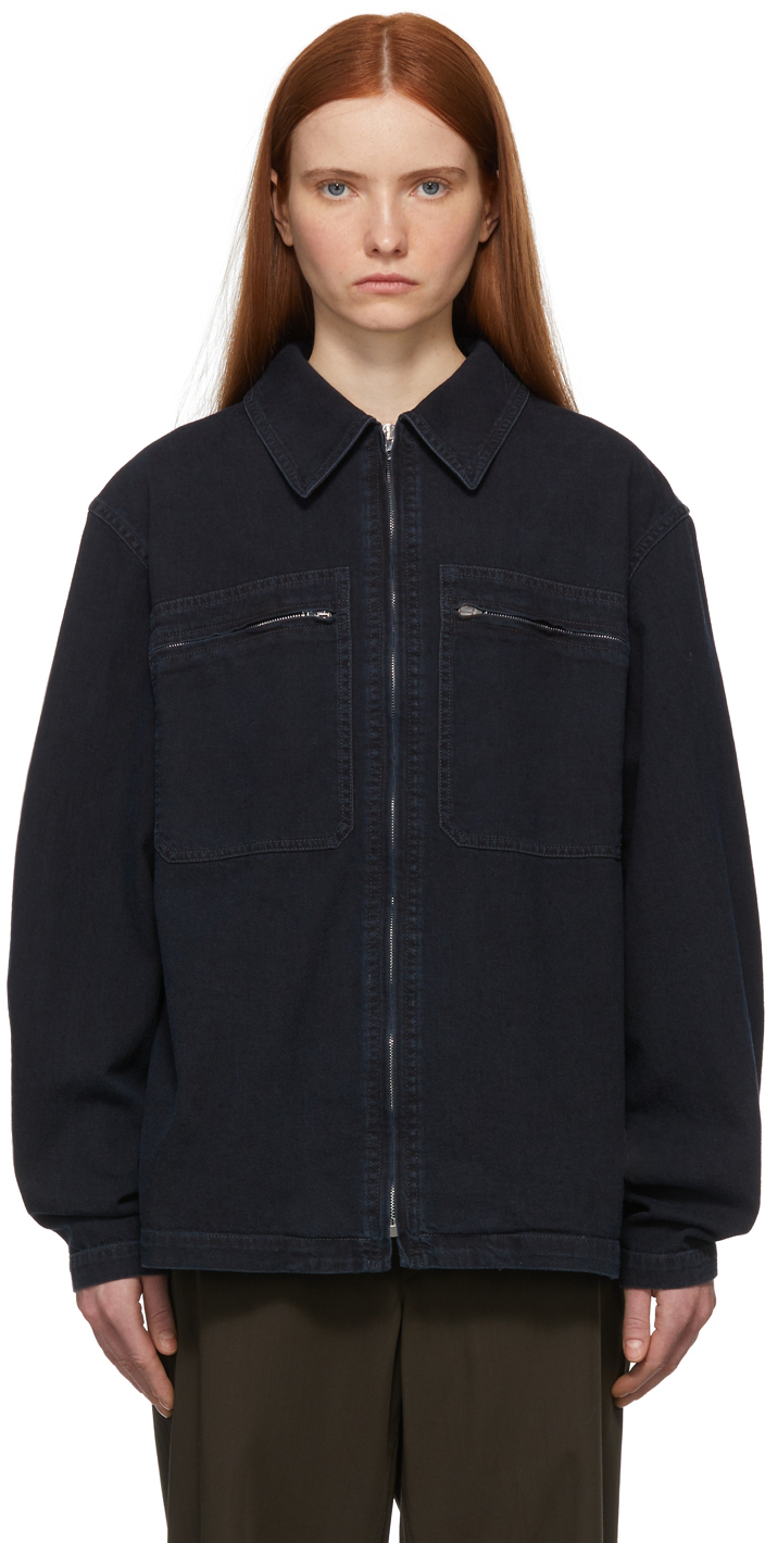 Lemaire Indigo Zipped Denim Jacket | Smart Closet