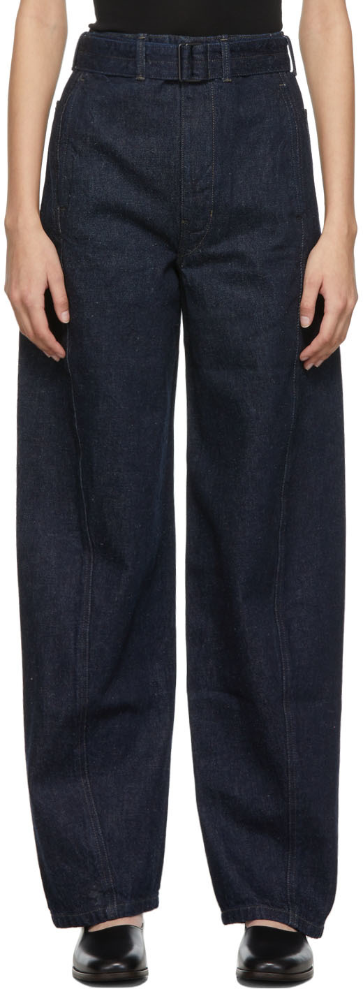 LEMAIRE Twisted Cotton Denim Belted Pants | Smart Closet