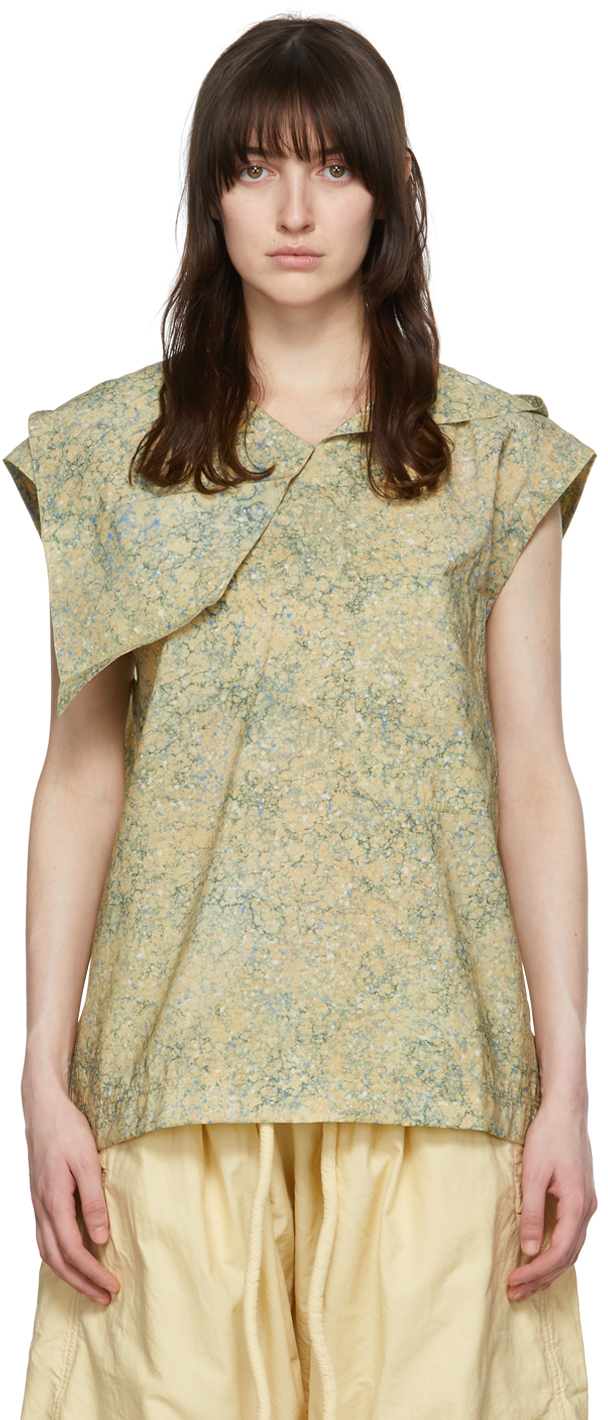 Lemaire Yellow Cotton Blouse In 121 Yellow/blue | ModeSens