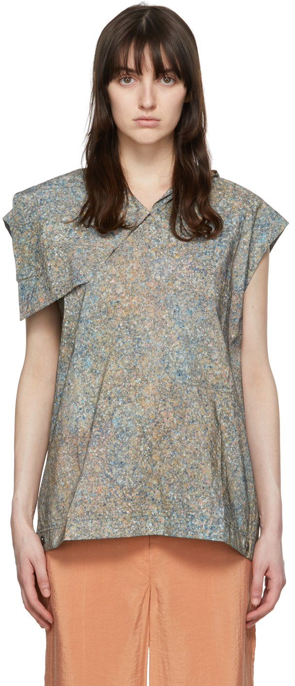 Lemaire Blue Cotton Blouse In 131 Mauve/blue