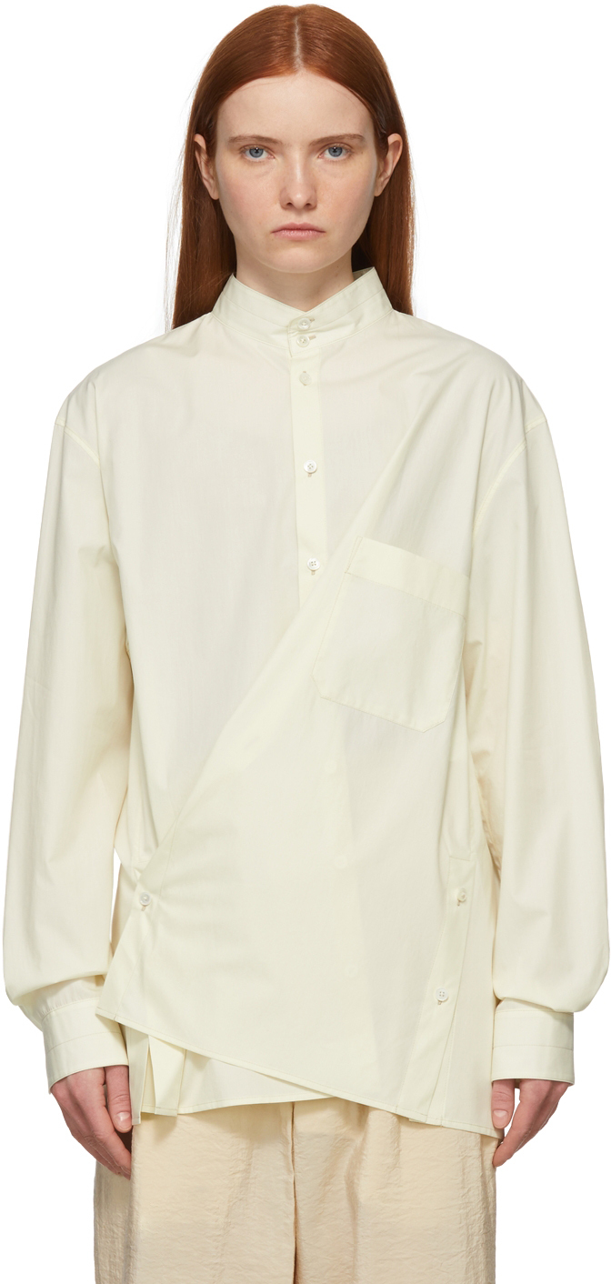 LEMAIRE: Yellow Adjustable Twisted Shirt | SSENSE