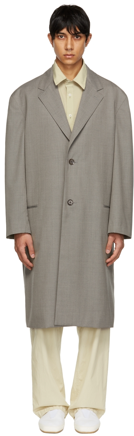 Lemaire Grey Plain-Woven Coat
