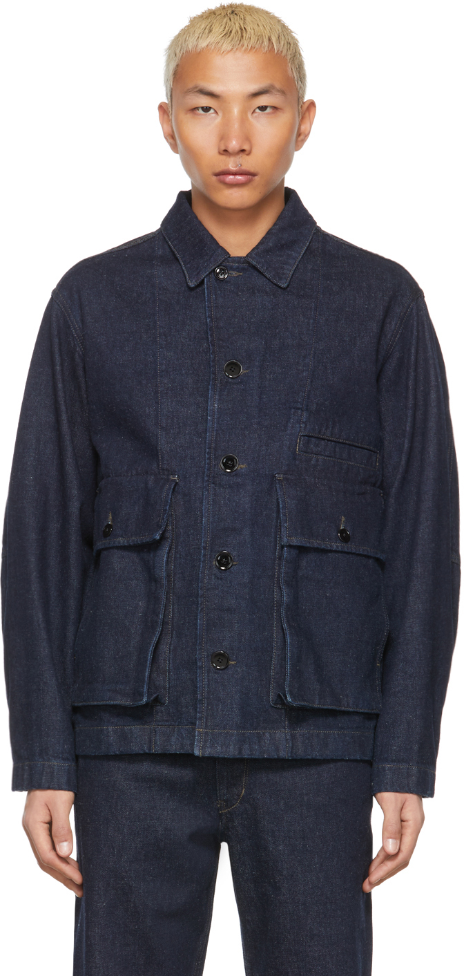 Indigo Denim Boxy Blouson Jacket