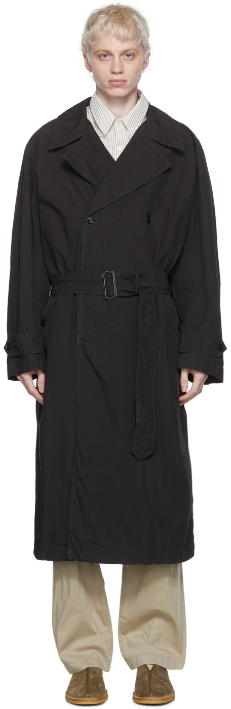Lemaire Black Cotton Trench Coat