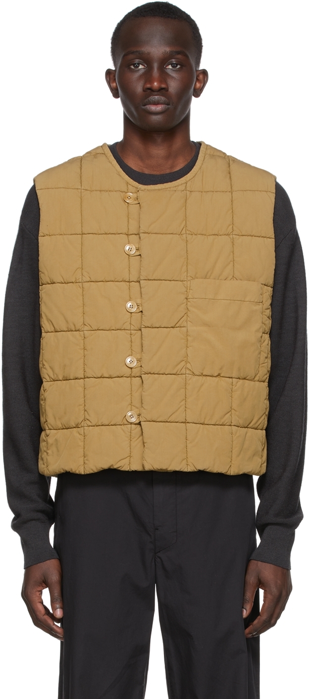 Lemaire: Tan Quilted Vest | SSENSE Canada