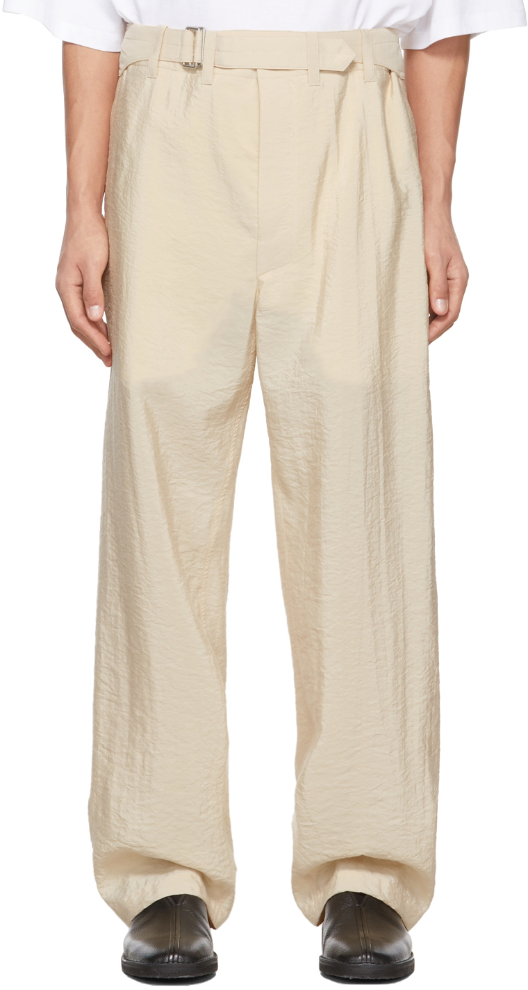 LEMAIRE Beige Silk Loose Trousers