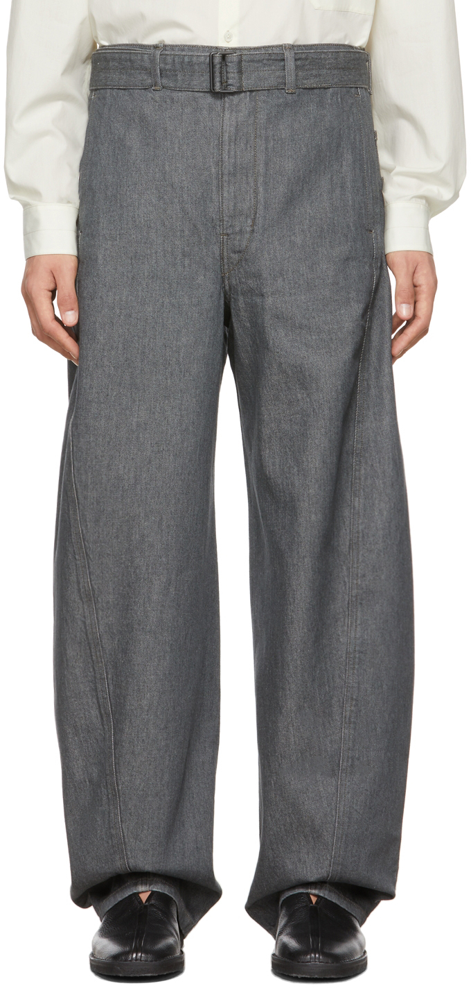 Lemaire Grey Twisted Belted Jeans