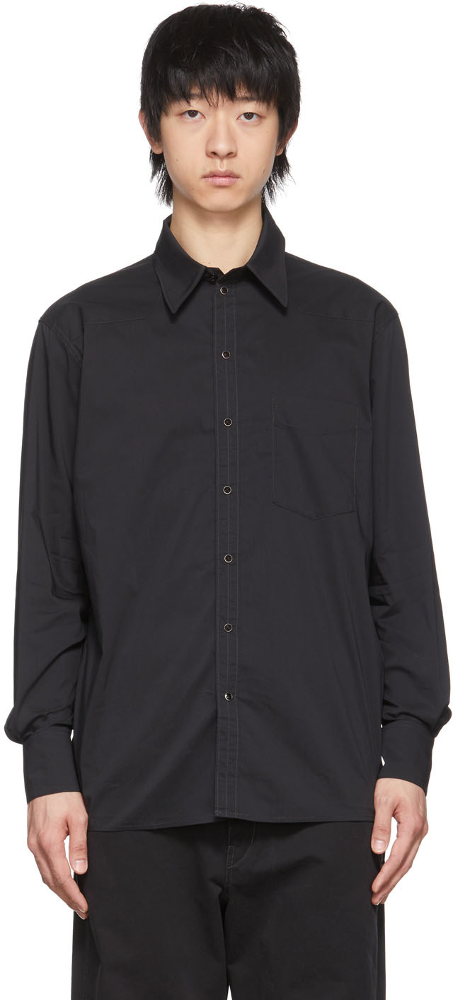 LEMAIRE: Black Cotton Shirt | SSENSE UK